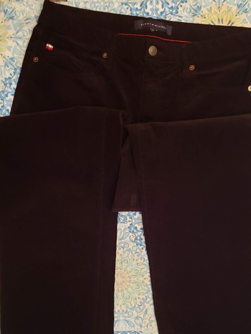 Tommy Hilfiger Black Velvet  Bootcut Jeans Size 12 Save over $100.